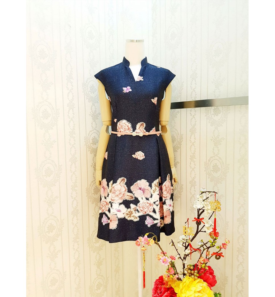 Floral Print Cheongsam Dress