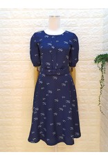 Swallow Print Dress-Blue