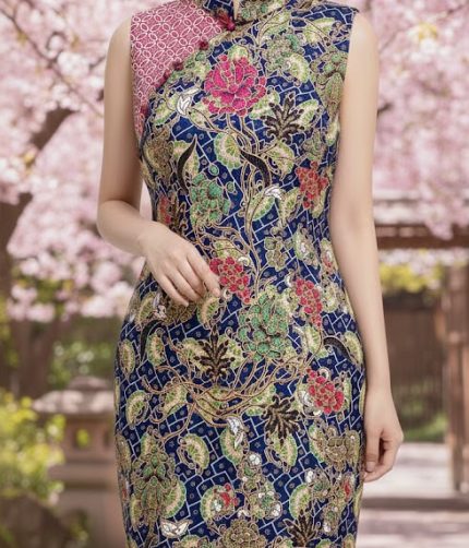 Batik Qipao Dress #02