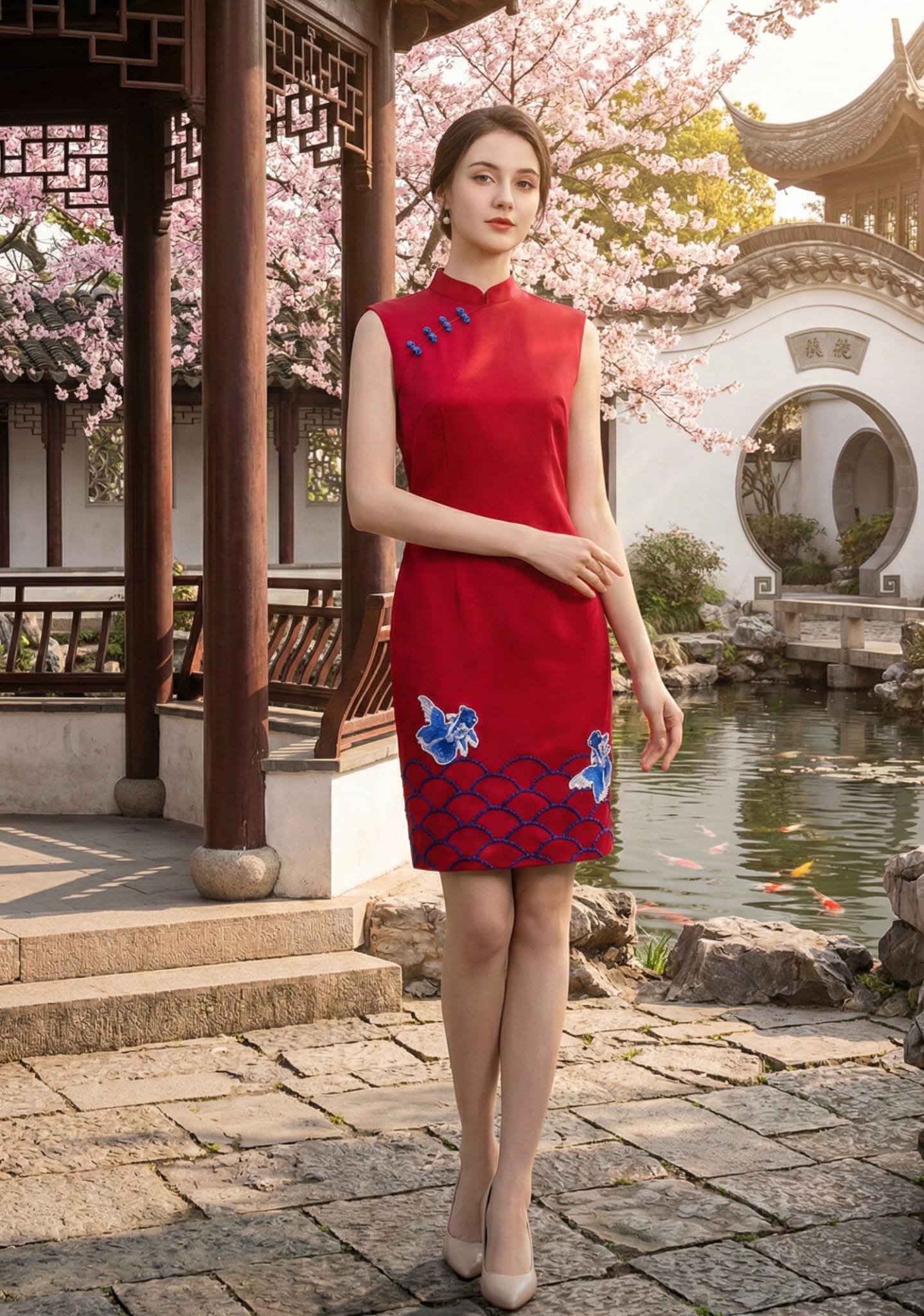 Lucky Goldfish Qipao Red