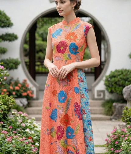 Noble Garden Batik Dress Orange
