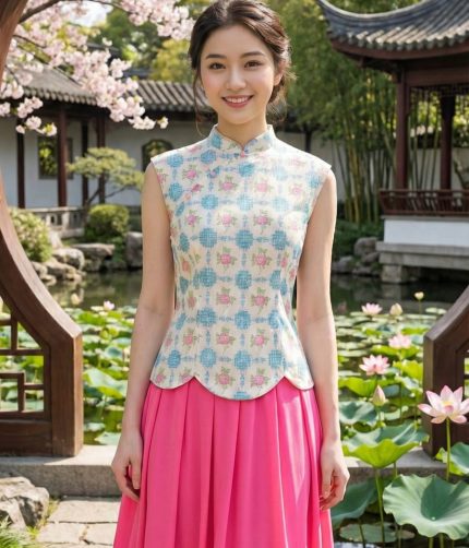 Paranakan Print QiPao Top