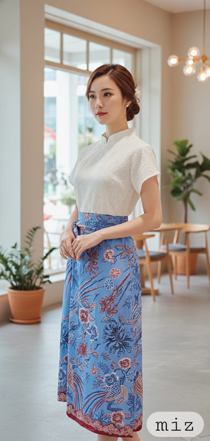 Azure Garden Elegance QiPao Dress