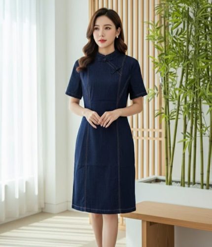 Demin QiPao Dress